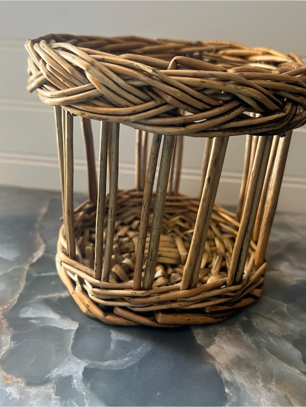 Vintage Natural Brown Woven Lantern with Clear Glass
